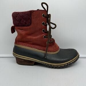 Sorel Boots Womens 8 Slimpack II Red Winter Snow NL2348-628